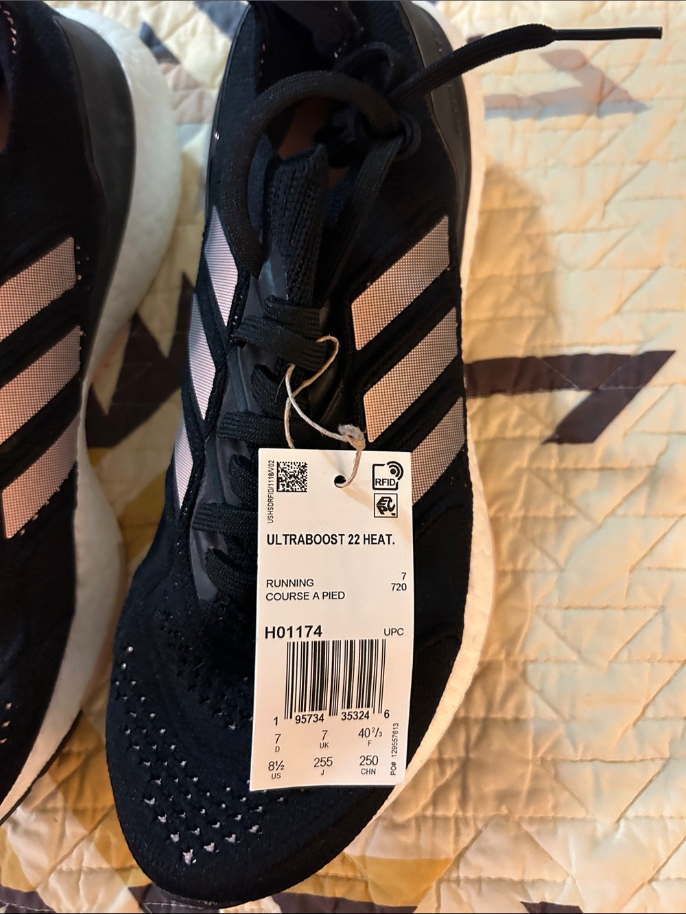 adidas Women's Black Athletic Sneakers with Light Pink Stripes - Picture 2 of 8